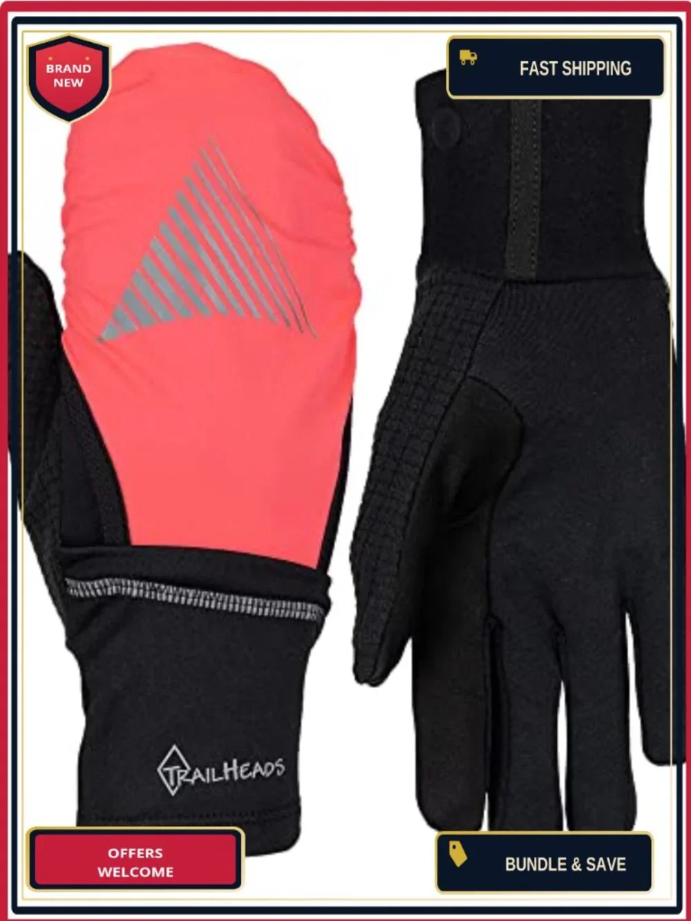 Women's Convertible Running Gloves Touchscreen Waterproof Reflective